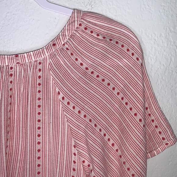 Caffe Marrahesh Red and White Short Sleeve Blouse Size Medium - Picture 10 of 16